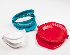 HUJI Dough Press Set Dough Pastry Baking Kitchen Dumpling Calzone Ravioli Empanada Turnover Tool (1, Red/White... N2