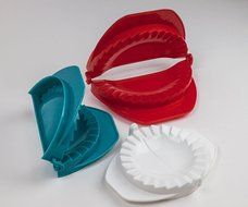 HUJI Dough Press Set Dough Pastry Baking Kitchen Dumpling Calzone Ravioli Empanada Turnover Tool (1, Red/White... N7