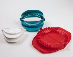 HUJI Dough Press Set Dough Pastry Baking Kitchen Dumpling Calzone Ravioli Empanada Turnover Tool (1, Red/White... N8