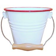 Enamelware Small Pail - Solid White with Red Rim