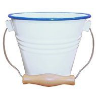 Enamelware Small Pail - Solid White with Red Rim N2
