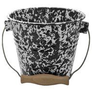 Enamelware Small Pail - Solid White with Red Rim N3