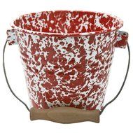 Enamelware Small Pail - Solid White with Red Rim N4