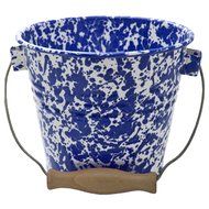 Enamelware Small Pail - Solid White with Red Rim N5