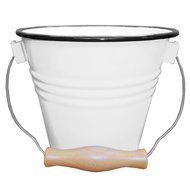 Enamelware Small Pail - Solid White with Red Rim N6