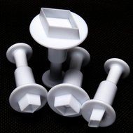 Generic 4Pcs/Set Fondant Cake Diamond Biscuit Plungers Mold DIY Pastry Decorate Cutter Tool(White) N2