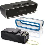 Bose SoundLink Mini II Bluetooth Wireless Speaker - Carbone w/ Blue Soft Silicon Cover &amp; Travel Bag - Bundle