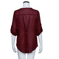 AIMTOPPY Fashion Womens Loose Long Sleeve Chiffon Casual Blouse Shirt Tops (XXXL, Blue) N6