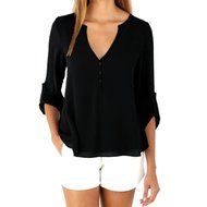 AIMTOPPY Fashion Womens Loose Long Sleeve Chiffon Casual Blouse Shirt Tops (XXXL, Blue) N8