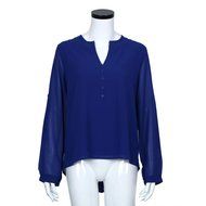AIMTOPPY Fashion Womens Loose Long Sleeve Chiffon Casual Blouse Shirt Tops (XXXL, Blue) N13