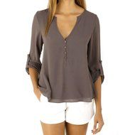 AIMTOPPY Fashion Womens Loose Long Sleeve Chiffon Casual Blouse Shirt Tops (XXXL, Blue) N16