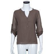 AIMTOPPY Fashion Womens Loose Long Sleeve Chiffon Casual Blouse Shirt Tops (XXXL, Blue) N19