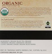 Twinings 100% Organic and Fair Trade Certified Chai Tea, 12 Count N3