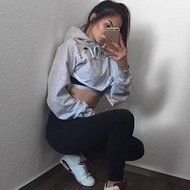 AIMTOPPY Women Hoodie Sweatshirt Jumper Sweater Crop Top Sports Pullover Tops (S) N8