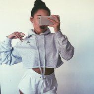 AIMTOPPY Women Hoodie Sweatshirt Jumper Sweater Crop Top Sports Pullover Tops (S) N10