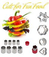 Einfac Stainless Steel Vegetable Cutter Shapes Set (20pcs) Vegetable Fruit Cookie Cutter Mold - Cute for Fun Food N8