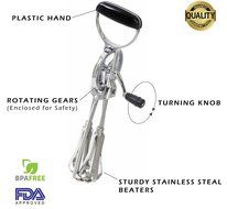 Best Rotary Egg Beater by ClickDamzon ~ Stainless Steel \ Plastic , Black Plastic Handle &amp; Crank ~ Manual Egg... N3