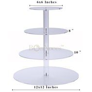 BonNoces Premium Four 4-Tier Crystal Clear Acrylic Glass Round Wedding Cake Stand Cupcake Tree for Wedding Cupcakes... N5