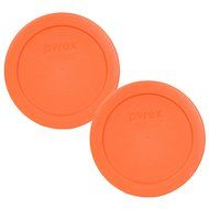 Pyrex Orange 2 Cup 4.5&quot; Round Storage Cover #7200-PC for Glass Bowls - 2 Pack