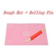 Non-stick Silicone Knead Dough Mat Sheet Placemat Pizza Mat + Rolling Pin