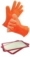 Set of (2) Heat Resistant Silicone Gloves and (2) Non-Stick Heat Resistant Silicone Baking Mats - By KOVOT - Great...