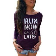 AIMTOPPY Women Loose Tops Long Sleeve T-Shirt Casual Blouse (M, Purple)