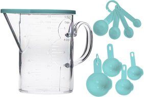 10 pcs Turquoise Kitchen Measuring Cup Set 1.5 Qt and Spoon Set