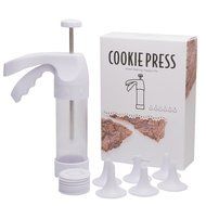 Cookie Press Kit - Food-grade Plastic Cookie Gun Set with 12 Discs and 6 Icing Tips - by SveBake N3