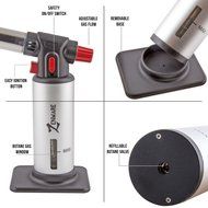 Zenware Refillable Butane Professional Culinary Torch Lighter for Cooking Welding Brazing Soldering - Silver N4