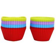 Chefaith 24-Pcs Reusable Silicone Baking Cups, Cupcake Liners, Muffin Cups [12 Heart-Shaped &amp; 12 Round Cups, Each... N7
