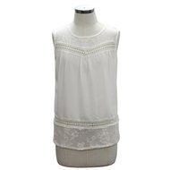 AIMTOPPY Women Summer Lace Splice Chiffon Casual Vest Top Sleeveless Blouse Casual Tank Tops (S, White) N2