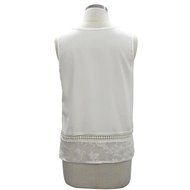 AIMTOPPY Women Summer Lace Splice Chiffon Casual Vest Top Sleeveless Blouse Casual Tank Tops (S, White) N3