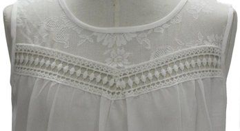 AIMTOPPY Women Summer Lace Splice Chiffon Casual Vest Top Sleeveless Blouse Casual Tank Tops (S, White) N4