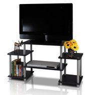 Furinno 11257BK/GY Turn-N-Tube No Tools Entertainment TV Stands, Black/Grey N3