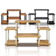 Furinno 11257BK/GY Turn-N-Tube No Tools Entertainment TV Stands, Black/Grey N8
