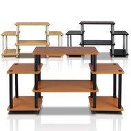 Furinno 11257BK/GY Turn-N-Tube No Tools Entertainment TV Stands, Black/Grey N12