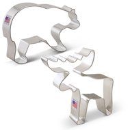 Ann Clark Mountain Wildlife Cookie Cutter Set - 2 Piece - Grizzly Bear and Moose - Tin Plated Steel