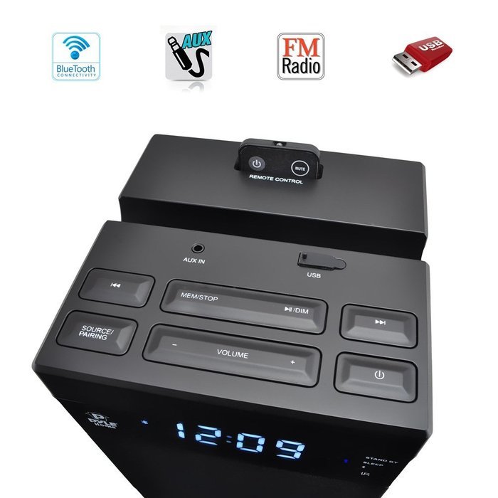 Pyle PHITB65BK Bluetooth Sound Tower Speaker System with USB Reader 3.5mm AUX, RCA Inputs and FM Radio N2