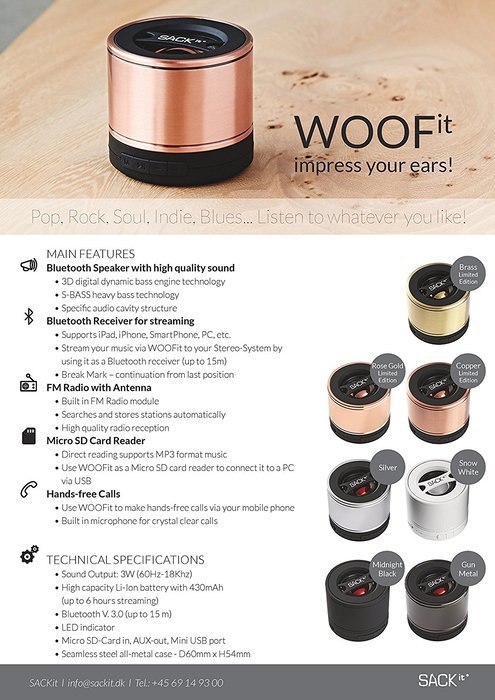 Woofit Sack It Gun Metal LTD Portable Bluetooth Speaker N2