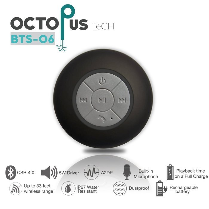 Bluetooth Waterproof Speaker with built-in microphone and usb charging cable compatible with iphone galaxy sony... N3