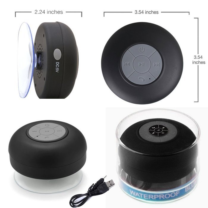Bluetooth Waterproof Speaker with built-in microphone and usb charging cable compatible with iphone galaxy sony... N4
