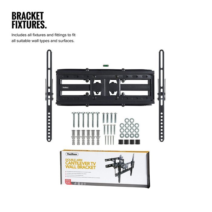 VonHaus Double Arm Articulating Cantilever TV Bracket Wall Mount with Tilt- for 23"-56" LCD LED Plasma Flat Panels... N8
