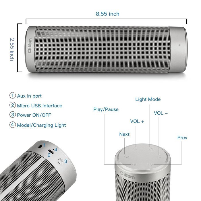 Bluetooth Speakers, Oittm Pulse Portable Bluetooth 4.0 Hi-Fi Wireless Speaker with 6 LED Light Visual Modes and... N4