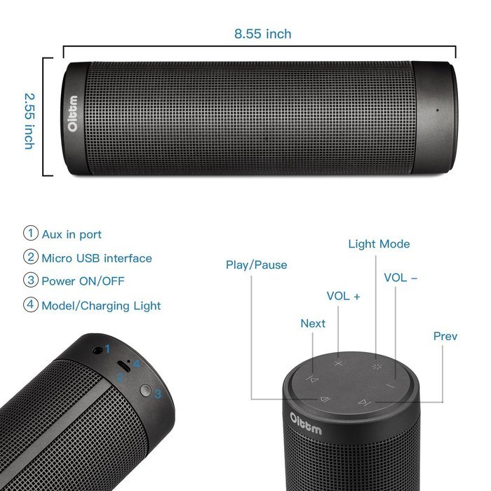 Bluetooth Speakers, Oittm Pulse Portable Bluetooth 4.0 Hi-Fi Wireless Speaker with 6 LED Light Visual Modes and... N12
