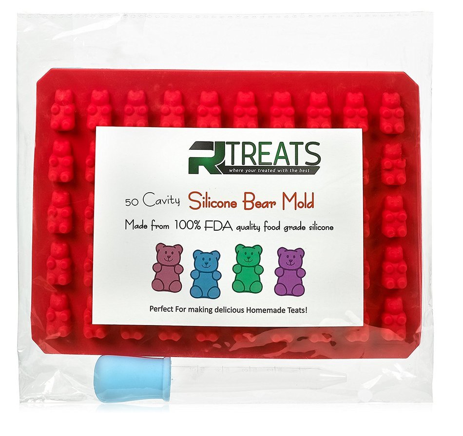 RL Treats 3 PCS Silicone Gummy Bear Molds 50 Cavities - BONUS DROPPER N4