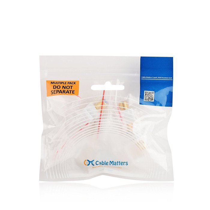 Cable Matters (5-Pack) Gold-Plated RG6 Keystone Jack Insert N5