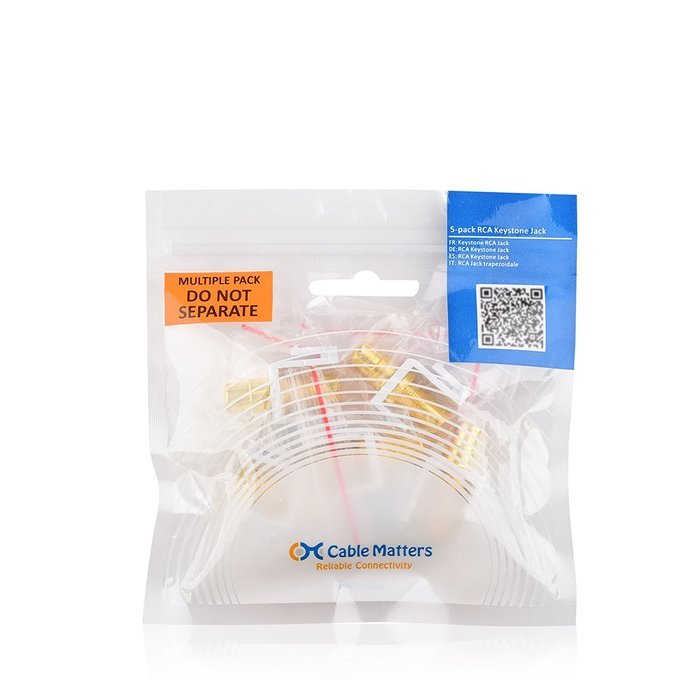 Cable Matters (5-Pack) Gold-Plated RG6 Keystone Jack Insert N55