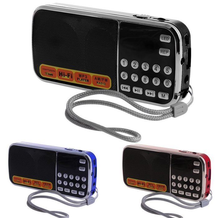 Mimgo Store Mini LCD Receiver Digital FM AM Radio Speaker USB Micro SD TF Card Mp3 Player - Black N3