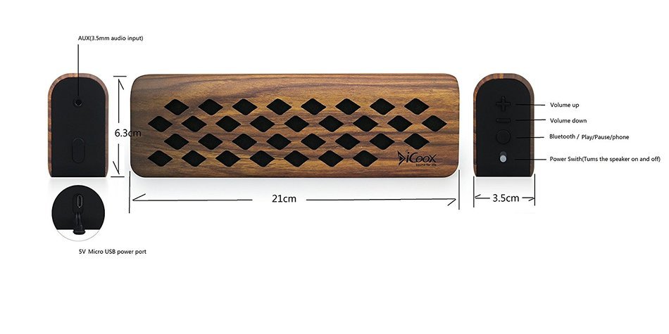 Icoox Stereo Speakers for Computers & Smartphones - Bluetooth 4.1 Protable Speaker with 10+ Hour Playtime (Peach... N5