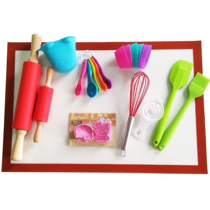 Silicone Baking Kit Baking Sheet Rolling Pin Whisk Spatula Brush Muffin Mold DIY